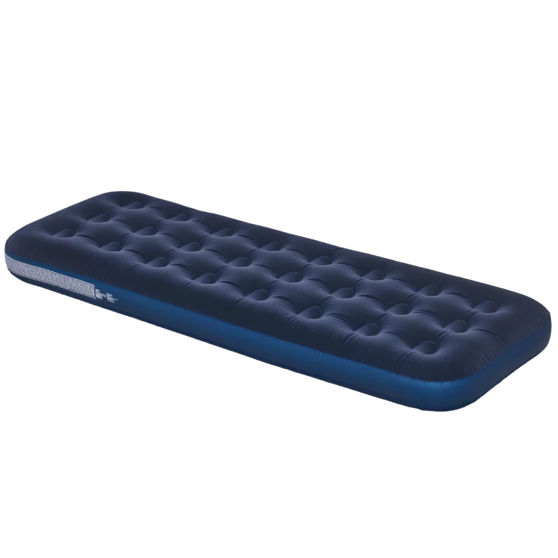 Outsunny Single Air Bed with Hand Pump, Inflatable Mattress with Flocked Surface for Guest, Camping, Travel, 191 x 73 x 22cm, Blue