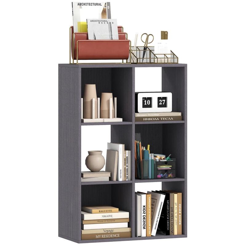 HOMCOM 6-Cube Bookshelf - Grey