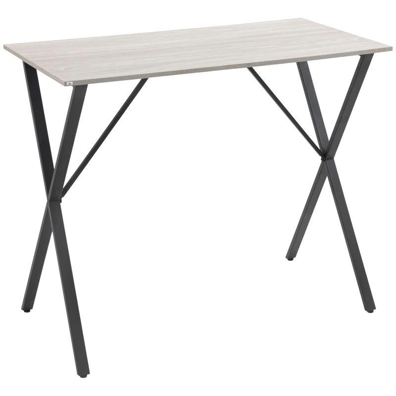 HOMCOM 120 cm Rectangular Bar Table for 4 People, Modern Breakfast Bar Table with Wood Effect Tabletop, Steel Legs, Coffee Desk for Living Room, White