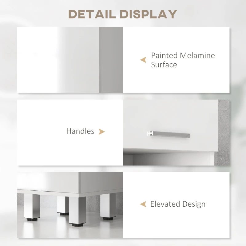 kleankin 71" Tall Slim Bathroom Storage Cabinet, Tall Narrow Cupboard with Drawer, Open Shelves, 2 Doors Cabinets and Adjustable Shelves for Kitchen, Hallway, Living Room, High Gloss White