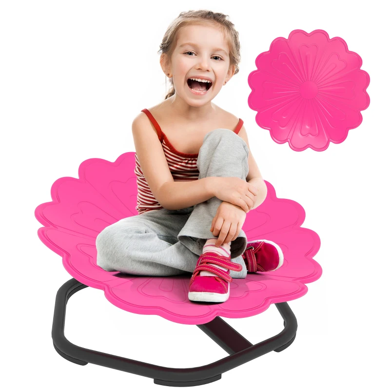 AIYAPLAY Flower-Shaped Sensory Spinning Chair with Non-Slip Base for Balance/Coordination, Pink