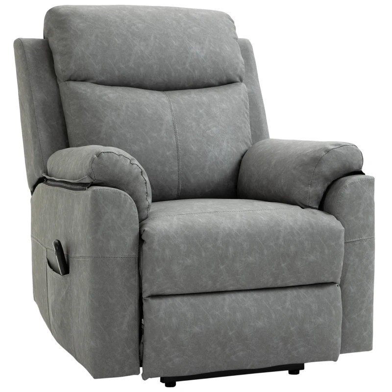 HOMCOM Faux Leather 70° Electric Riser Recliner Chair - Grey