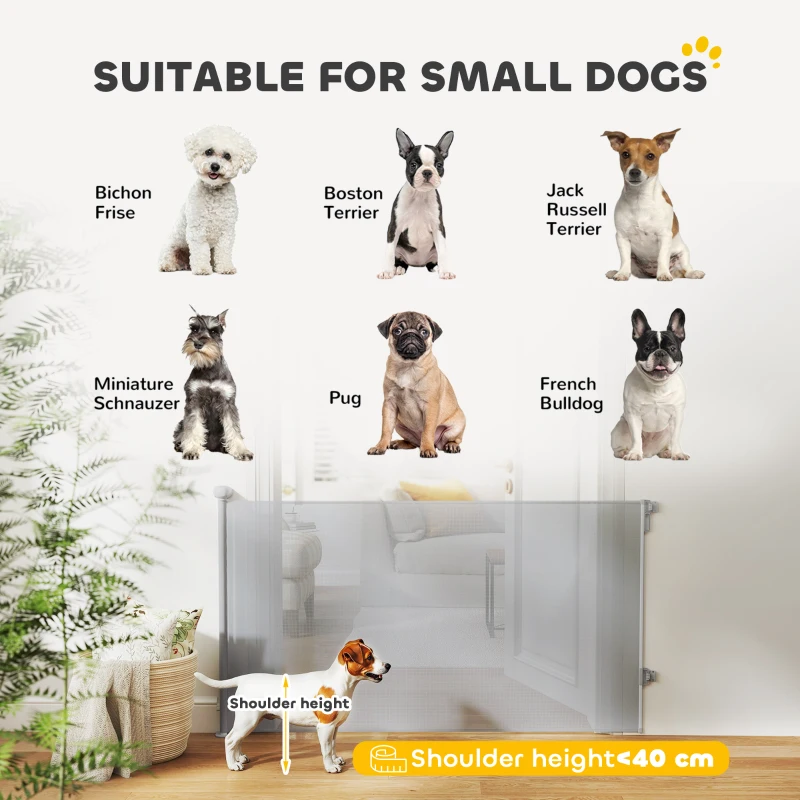 PawHut Retractable Stair Gate Extends Up to 140 cm Wide, Dog Gate for Doorways, Stairways, Hallways, Grey