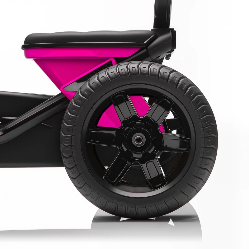 AIYAPLAY Pedal Go Kart for Kids 2-5 Years, with Silent EVA Wheels, Metal Frame, Pink