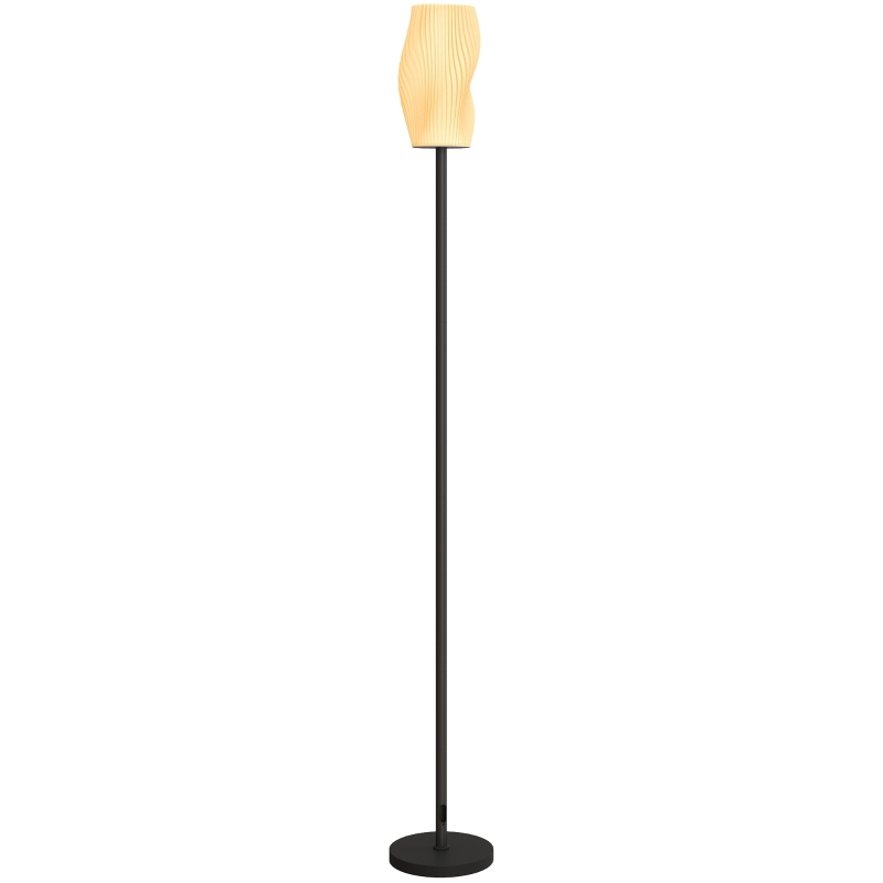 HOMCOM Floor Lamp for Living Room, 3D Printed Modern Standing Lamp with Flowing Curved Shade & Foot Switch, Minimalist Tall Pole Lampshade for Bedroom, Office, E27 Holder without Bulb (25W Max), White