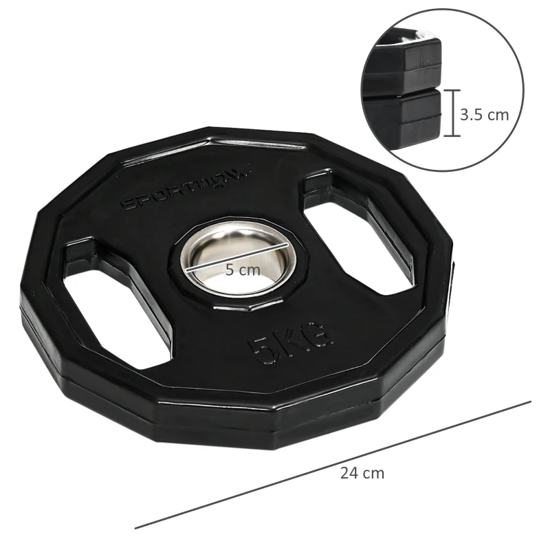 SPORTNOW Olympic Weight Plates Set, Metal and Rubber Bumper Plates Weights Discs with 2"/5cm Holes, for Home Gym Weight Lifting Strength Training, 2 x 5kg, Black