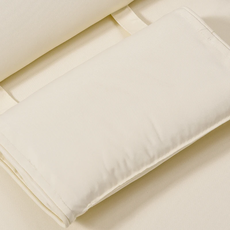 Outsunny Garden Sun Lounger Cushion Replacement Soft Sunbed Reclining Chair Relaxer Pad with Pillow, Cushion ONLY - Cream White