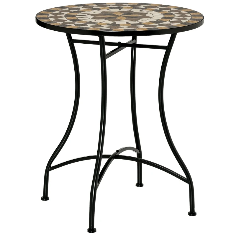 Outsunny Φ60cm Mosaic Outdoor Patio Table - Grey