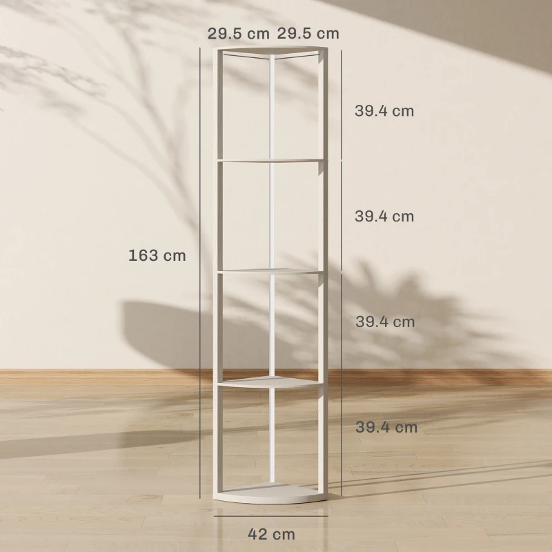 HOMCOM RGB LED Floor Lamp with Shelves, 5-Tier Dimmable Standing Lamp with Adjustable Brightness and Remote Control, Modern Corner Display Shelf Unit for Living Room Bedroom Office, Oak