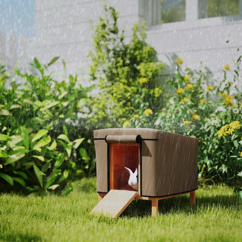 PawHut Water-Resistant Rabbit Hutch Cover for X-D2-0047 and Similar Models, 43 x 52 x 37cm, Brown