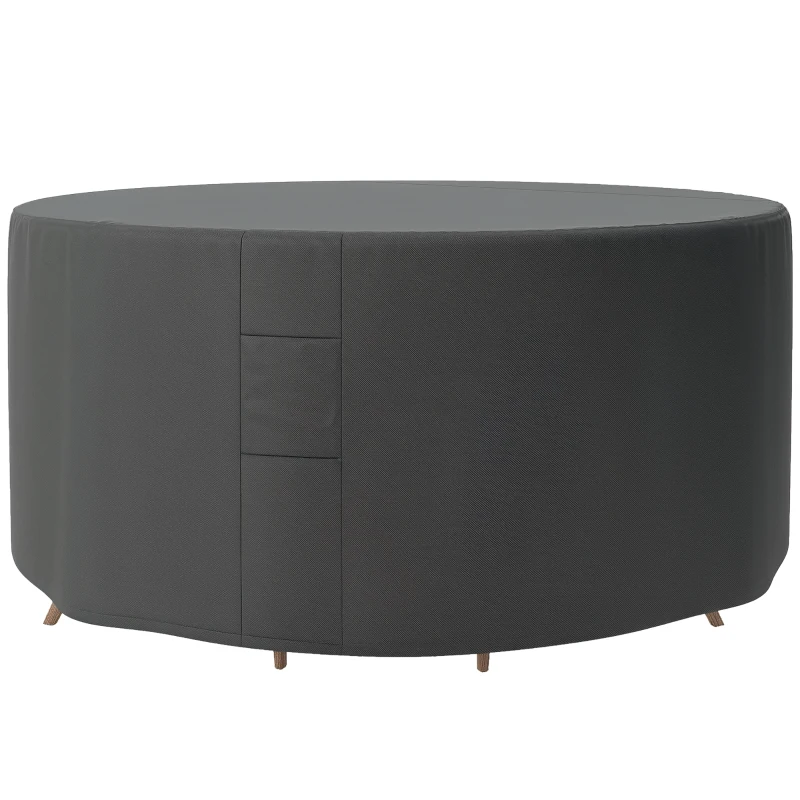 Outsunny Garden Patio Large Furniture Set Round Cover 600D Oxford Waterproof, Ф193 x 80H cm, Black