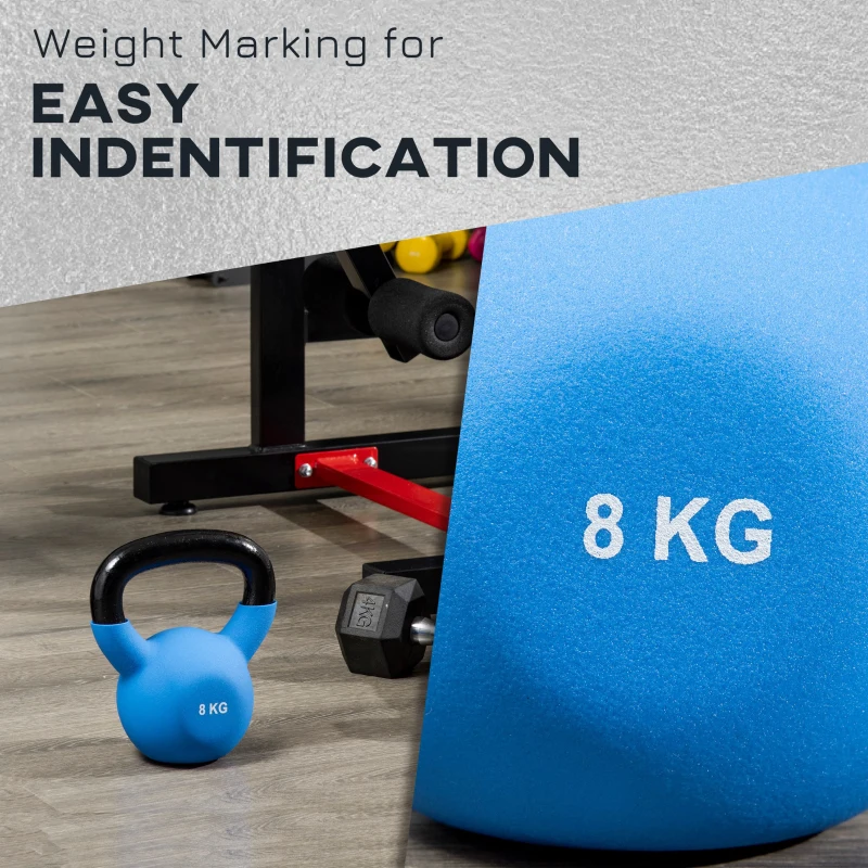 HOMCOM Kettlebell, 8kg Kettle Bell with Non-Slip Handle for Home Gym Weight Lifting and Strength Training, Blue