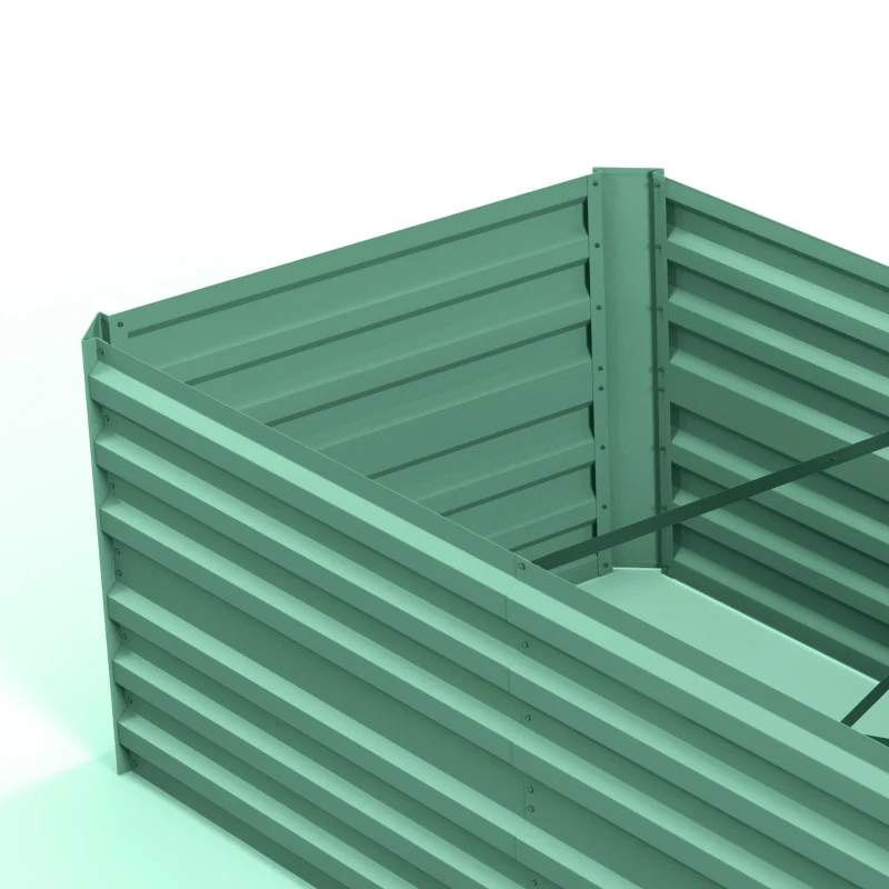 Outsunny Raised Beds for Garden, Galvanised Steel Outdoor Planters with Multi-reinforced Rods, 180 x 90 x 59 cm, Light Green