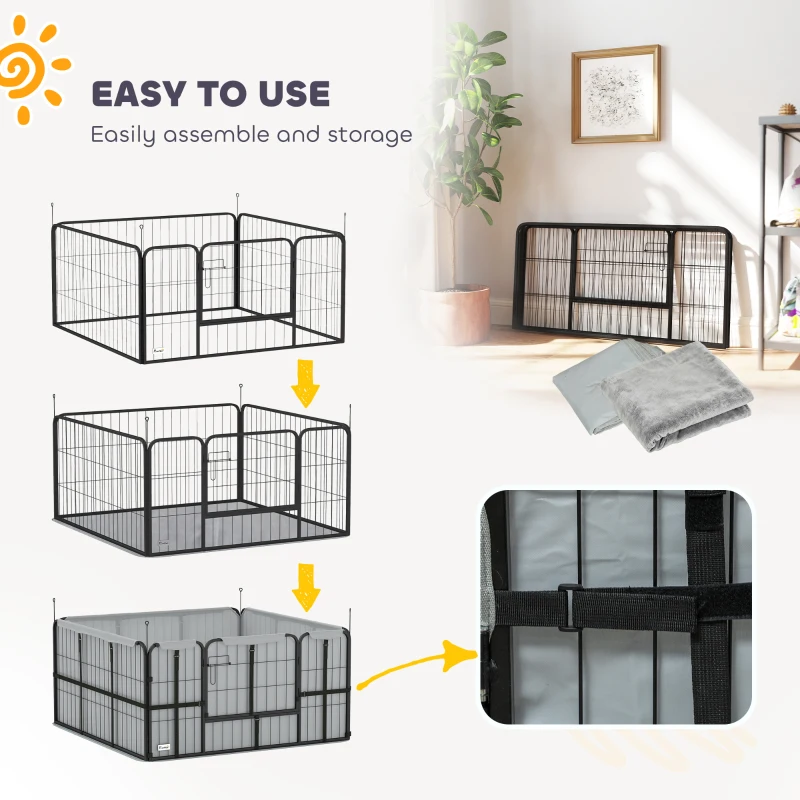 PawHut Steel Dog Whelping Box with Washable Whelping Pad, Wind-Resistant Cloth, for Small, Medium Dogs, 122 x 122 x 60cm