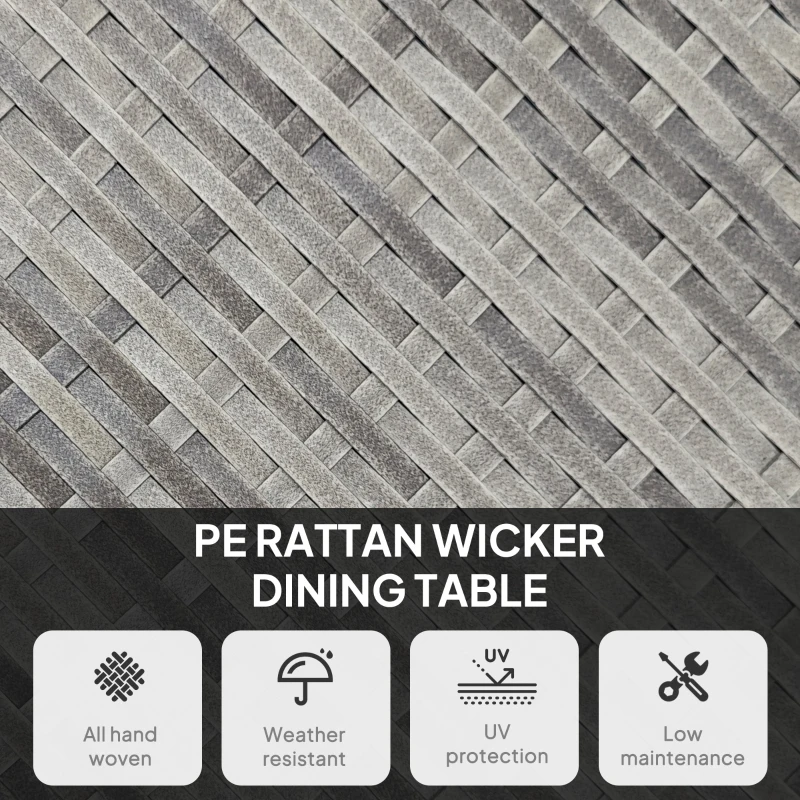 Outsunny 90 cm Wood-Effect Rattan Garden Table - Grey