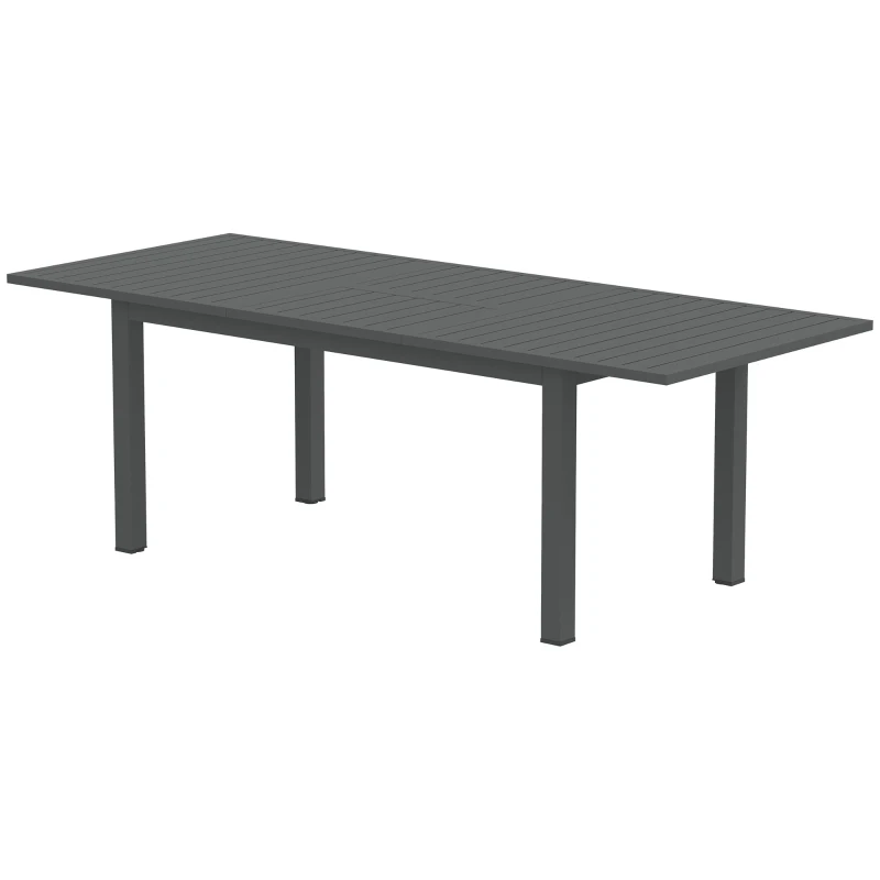 Outsunny Aluminium Extending Garden Table with Slatted Top for 6-8 Person, 160/220 x 90 x 73 cm, Grey