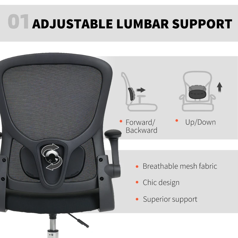 HOMCOM Draughtsman Chair, with Adjustable Lumbar - Black