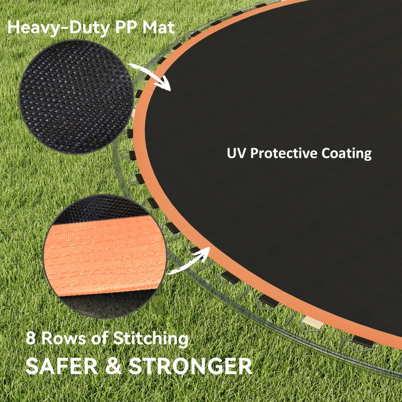 SPORTNOW Trampoline Replacement Mat with Spring Pull Tool, 42 V-Hooks, for 8ft Trampoline using 14cm Springs, Orange