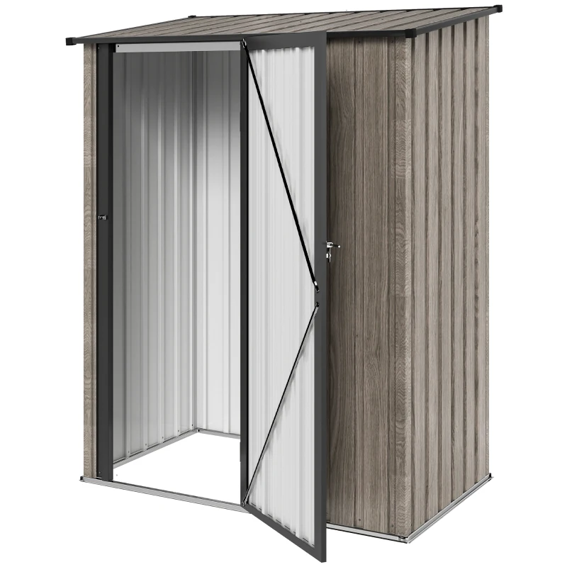 Outsunny 5ft x 3ft Metal Garden Storage Shed, Outdoor Tool Shed with Sloped Roof, Lockable Door for Tools, Equipment, Light Grey
