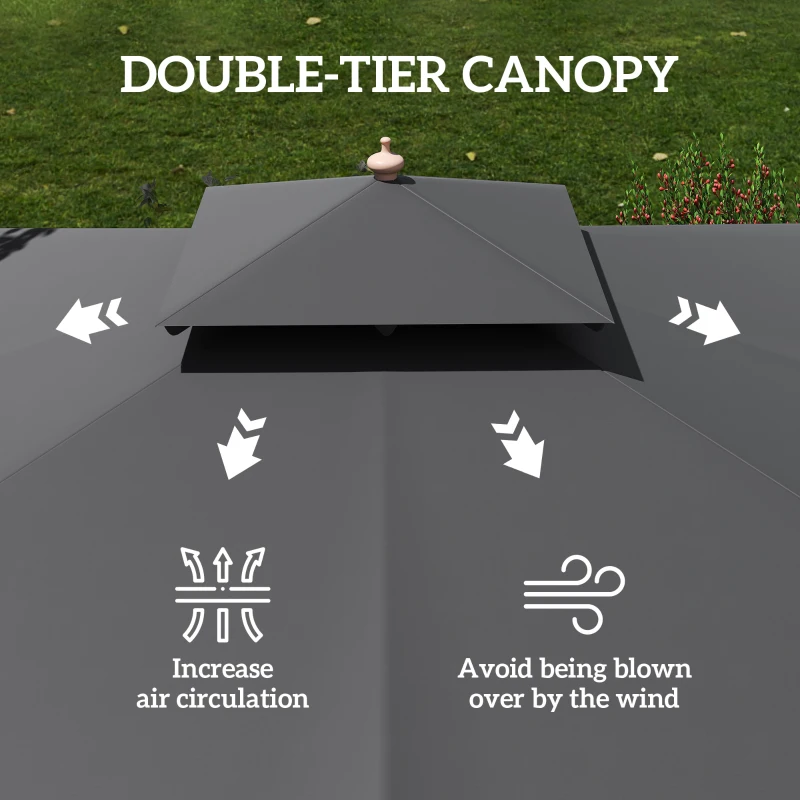 Outsunny 3 m Square Garden Parasol - Black