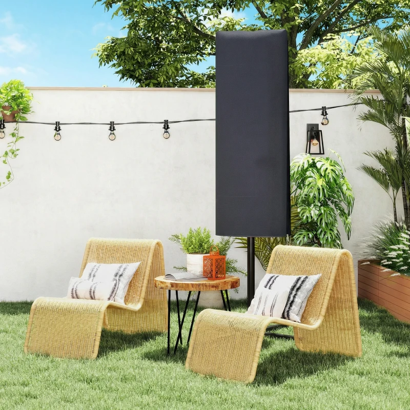 Outsunny Garden Parasol Cover with Rod, Zipper, Dark Grey
