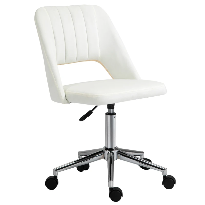 Vinsetto Armless Velvet-Feel Office Chair - Cream White