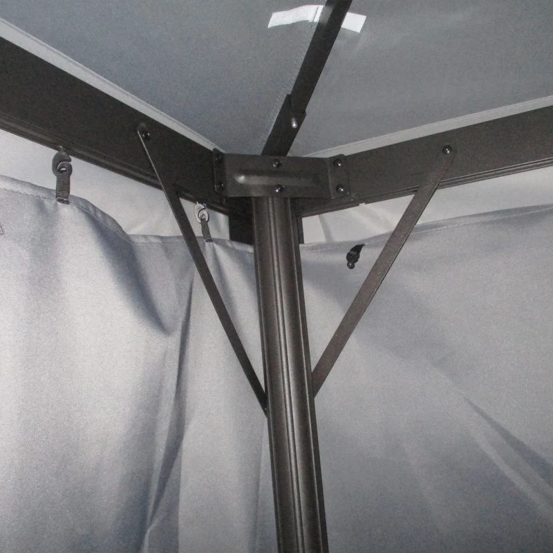 Outsunny 3 x 4m Aluminium Garden Gazebo, Marquee Canopy Shelter Pavilion Party Tent with Nets and Curtains for Garden and Deck, Dark Grey