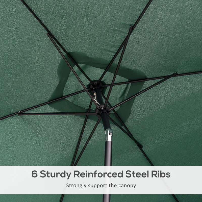 Outsunny 3x2m Garden Parasol Umbrella with Aluminium Pole, Tilt and Crank, Rectangular Outdoor Table Parasol Sun Shade for Patio, Green