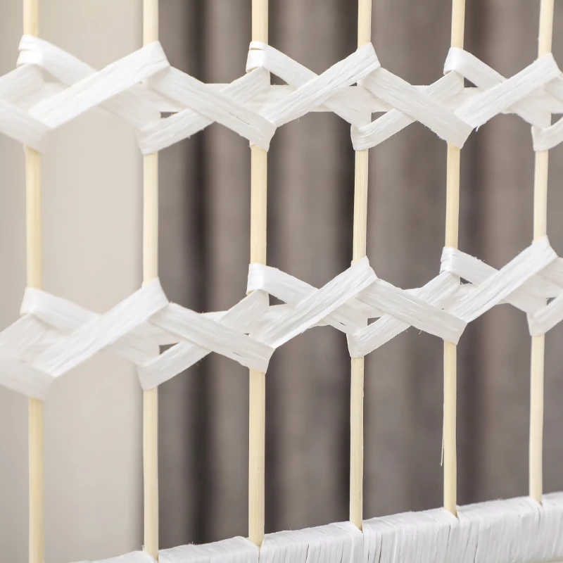 HOMCOM Biombo Separador de Ambientes de 6 Paneles Plegable de Cuerda de Papel 160x170cm Decoración para Dormitorio Blanco