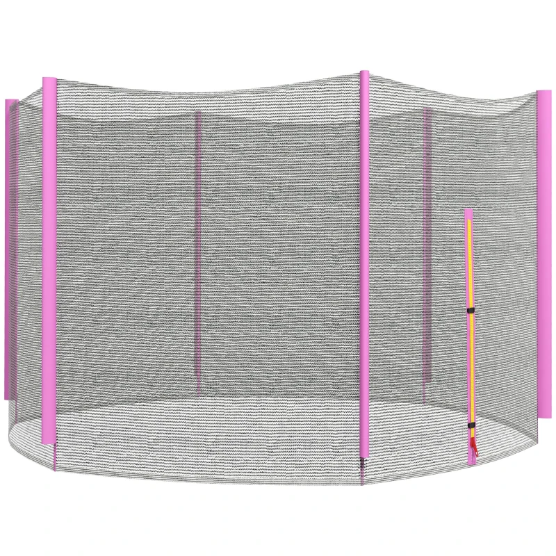 SPORTNOW 10ft Trampoline Net Replacement with 6 Plastic Pole Covers, Weather-Resistant Trampoline Netting Replacement with Zipped Entrance, Poles Not Included, Pink