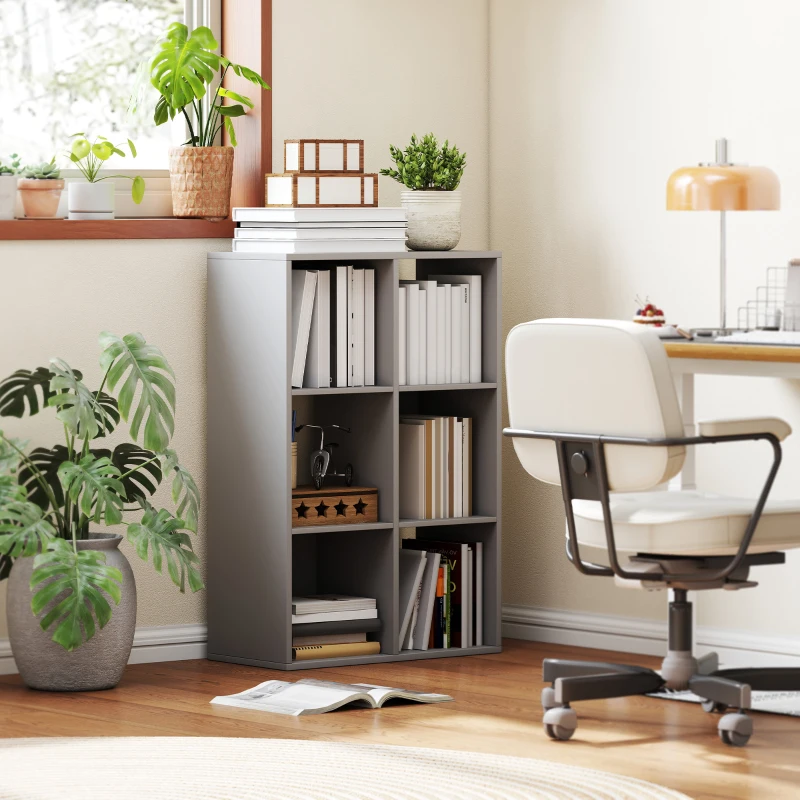 HOMCOM 6-Cube Bookshelf - Light Grey