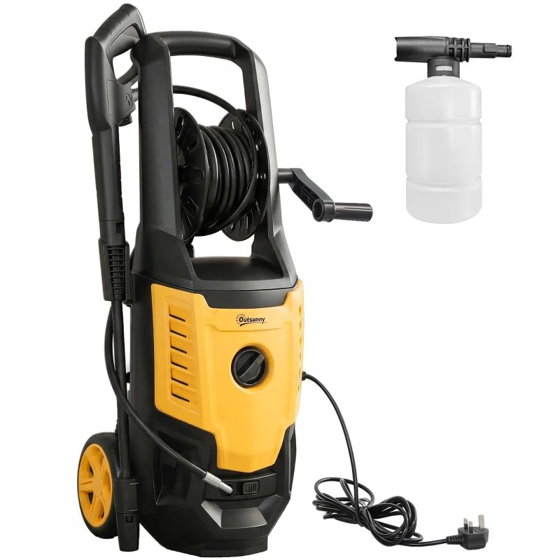 Outsunny 2200W High Pressure Washer, 170 Bar Pressure Washer with Adjustable Nozzle and 6M Hose, 33 x 31.5 x 80.5 cm, Yellow