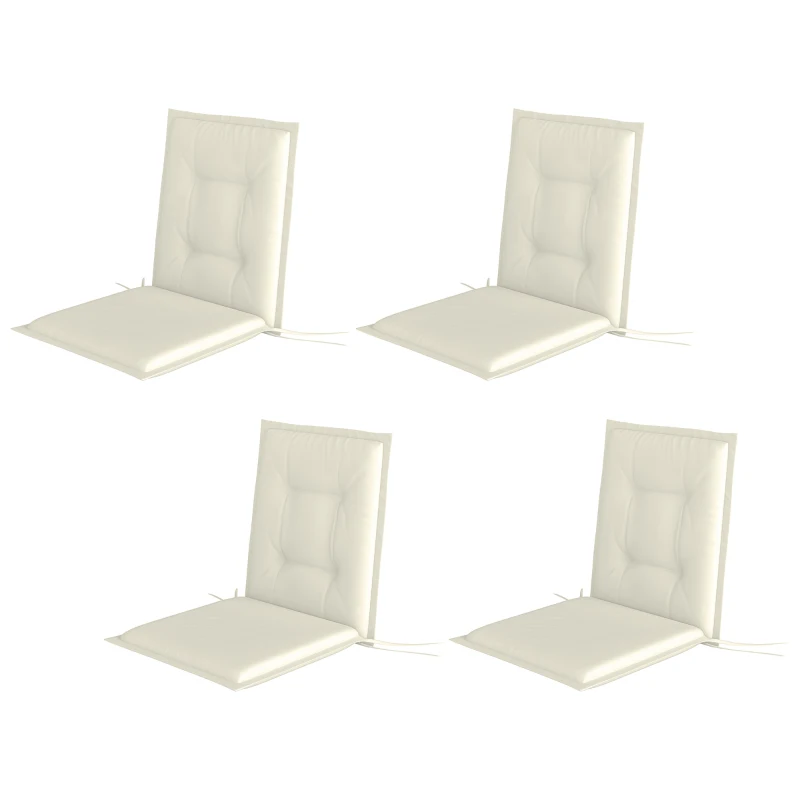 Outsunny Set of Four Padded Garden Seat Cushions - White