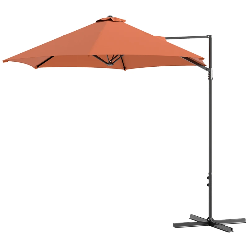 Outsunny 2.5m Rotating Cantilever Parasol - Orange