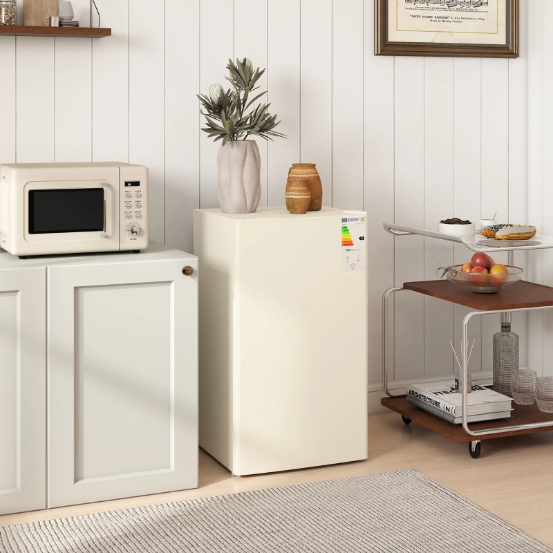 HOMCOM Under Counter Fridge, 91L Small Fridge with Chiller Box, Removable Shelf, Reversible Door, Adjustable Legs, Mini Refrigerator, Beige