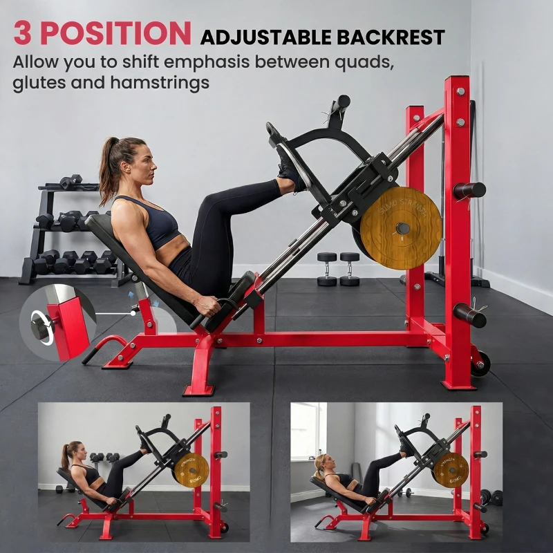 SPORTNOW Leg Press Machine with Wheels and Calf Block, Adjustable Squat Machine for Home Gym, 455KG Capacity