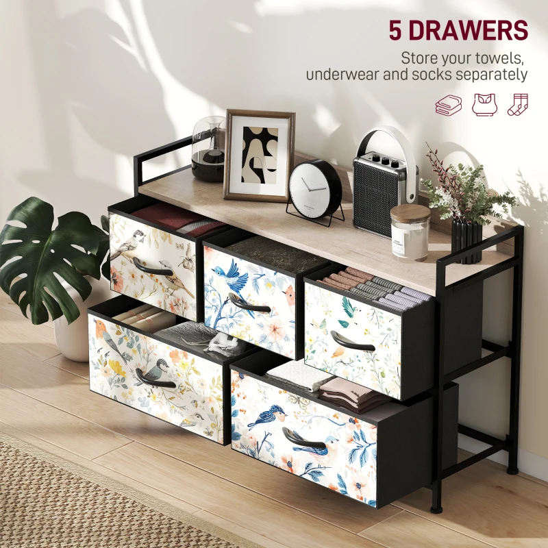 HOMCOM 5-Drawer Chest of Drawers - White