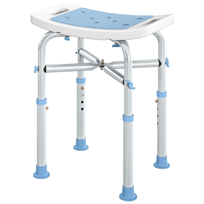 HOMCOM 44-51.5cm Aluminium Frame Shower/Bath Stool - Light Blue