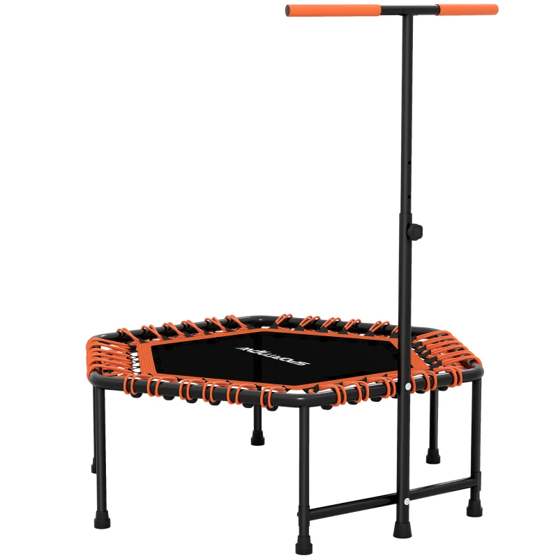 SPORTNOW 45" Rebounder Trampoline for Adults, Quiet Bungee Rebounder with LED Lights and Adjustable Handle, Orange