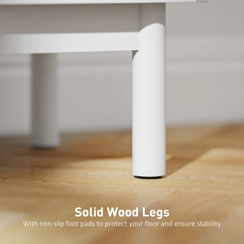 HOMCOM Rattan Bedside Table for Bedroom - White