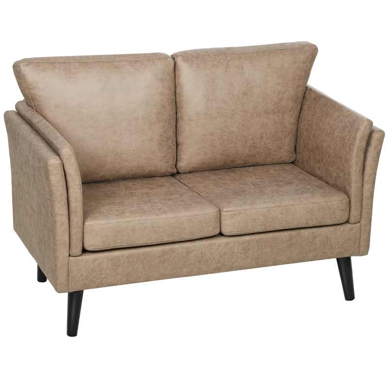 HOMCOM Two-Seater Leathaire Sofa - Light Brown