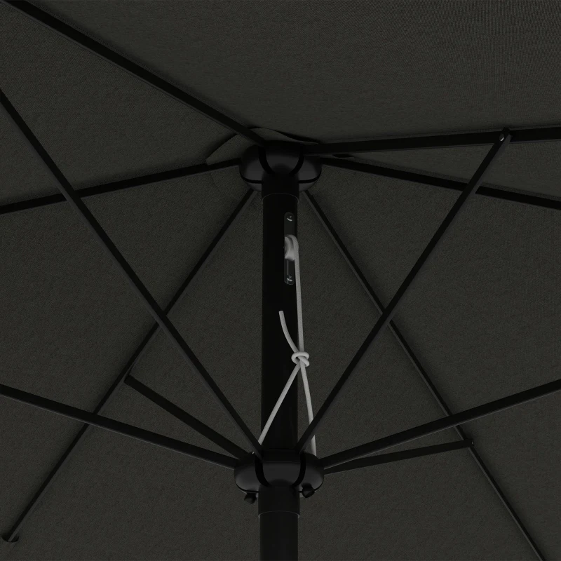 Outsunny 3 x 2 m Garden Parasol Umbrella with Aluminium Pole, UPF 50+ Rectangular Outdoor Table Parasol Sun Shade with Crank & Push Button Tilt, Metal Ribs, Dark Grey