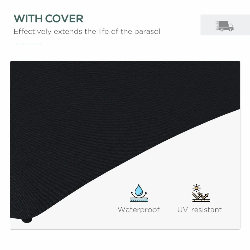 Outsunny 3(m) Solar LED Cantilever Parasol - Black