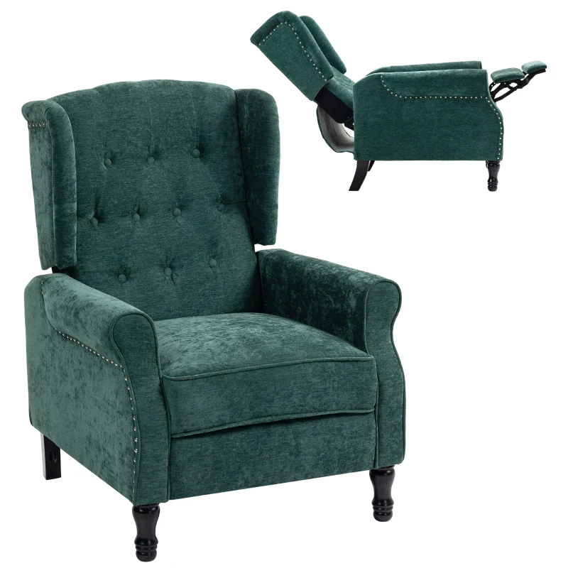 HOMCOM 150° Reclining Vintage Armchair, with footrest - Dark Green