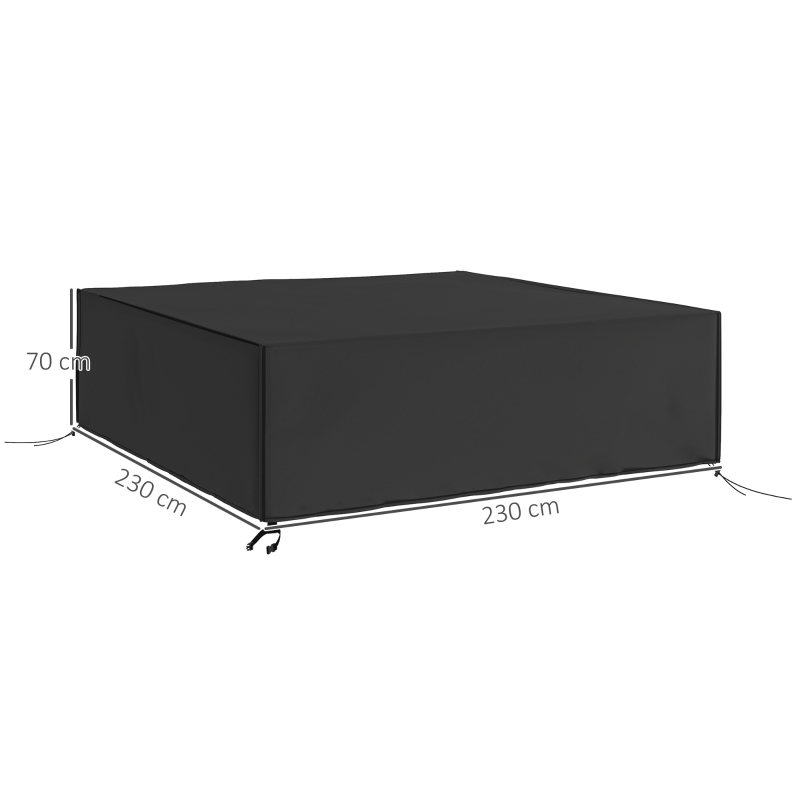 Outsunny Large Patio Garden Furniture Set Cover 600D Oxford Square Waterproof, 230 x 230 x 70 cm, Black