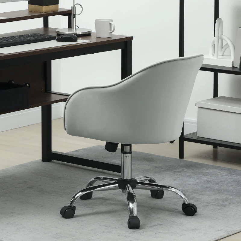 HOMCOM 46-56 cm Velvet-feel Office Chair - Grey