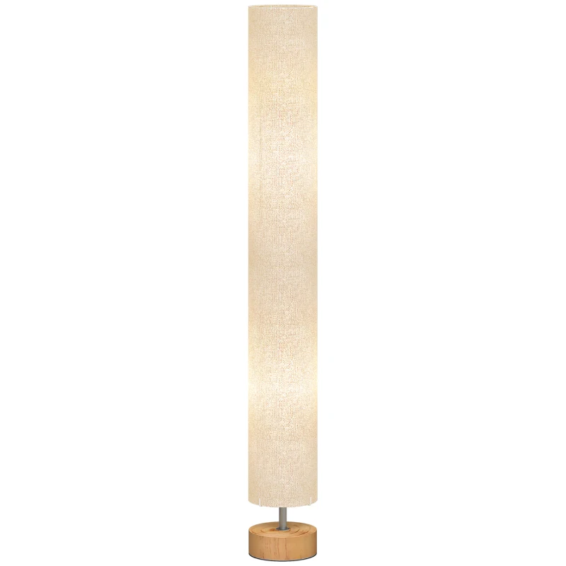 HOMCOM LED Floor Lamp for Living Room, 120cm Modern Standing Lamp with 3000K/4500K/6500K Colour Temperatures, Linen Shade and Wooden Base, Grey