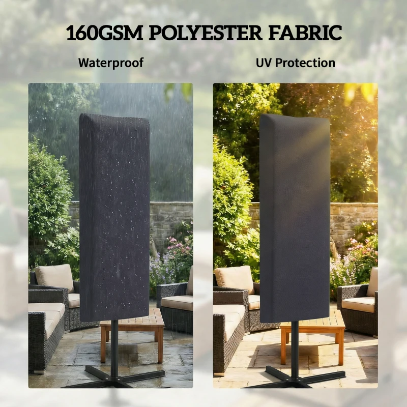 Outsunny Garden Parasol Cover with Rod, Zipper, Dark Grey