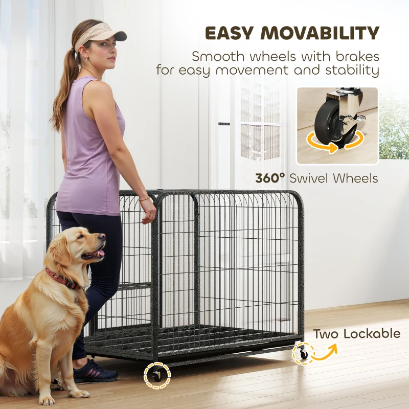 PawHut Heavy Duty Dog Crate,116 x 77 x 88 cm, Large Dog Cage for Small to Large Breeds
