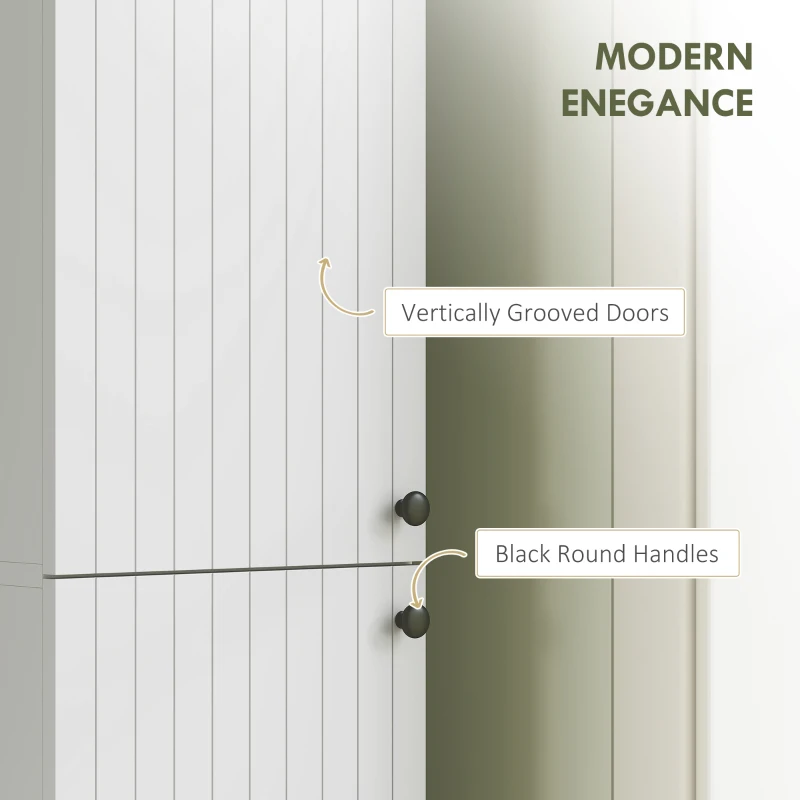 HOMCOM Wall Mounted Tall Bathroom Storage Cabinet with Soft-Close Hinges, Slim Bathroom Cabinet with 2 Doors, White
